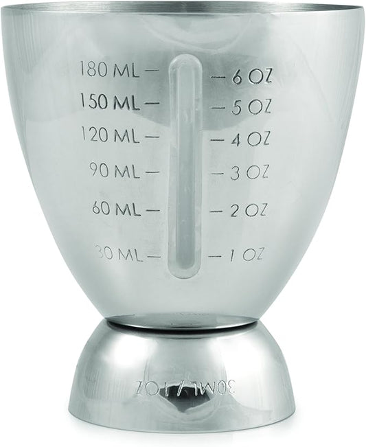 True Vista Stainless Steel Double Jigger for Bartending, Cocktail Measuring Jiggers for Margarita, Whiskey Sour, Bloody Mary, Mocktails and Other Drinks, Home Bar Accessories, 6 oz & 1 oz, Set of 1
