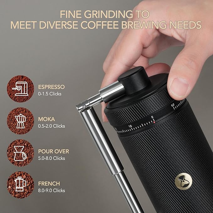 TIMEMORE Chestnut S3 Coffee Grinder with External Point to Point Precision Digital Adjustment, Stainless Steel S2C890 Burr, 30g Capacity, Suitable for Travel/Camping.(S3 Black)