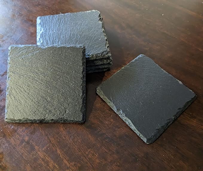 Rev Up Your Ride: V-Twin Engine Coasters for Bikers - Square Slate - Set of 4