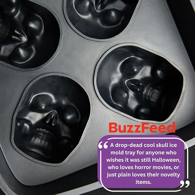 ShapedIceMolds 3D Large Skull Ice Cube Mold Tray, Round Whiskey Ice Mold with Lid for Whiskey Drinkers, Bartenders, Gift Exchanges, Home Bar Enthusiasts and Holiday Gifts