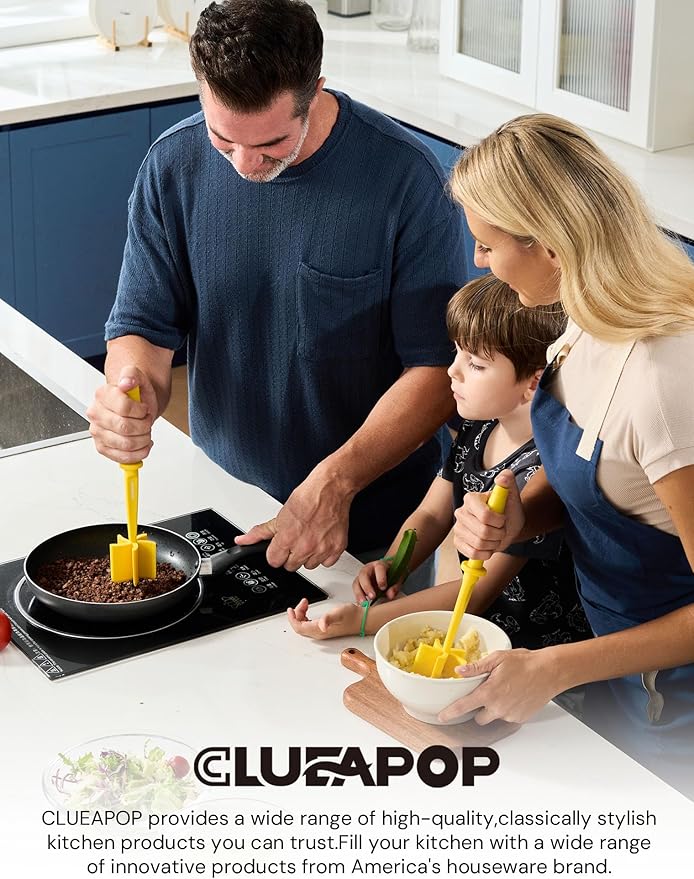 5-Curve Blade Meat Masher for Ground Beef, Heat Resistant Hamburger Chopper, Non-Stick Mix and Chop Kitchen Tool