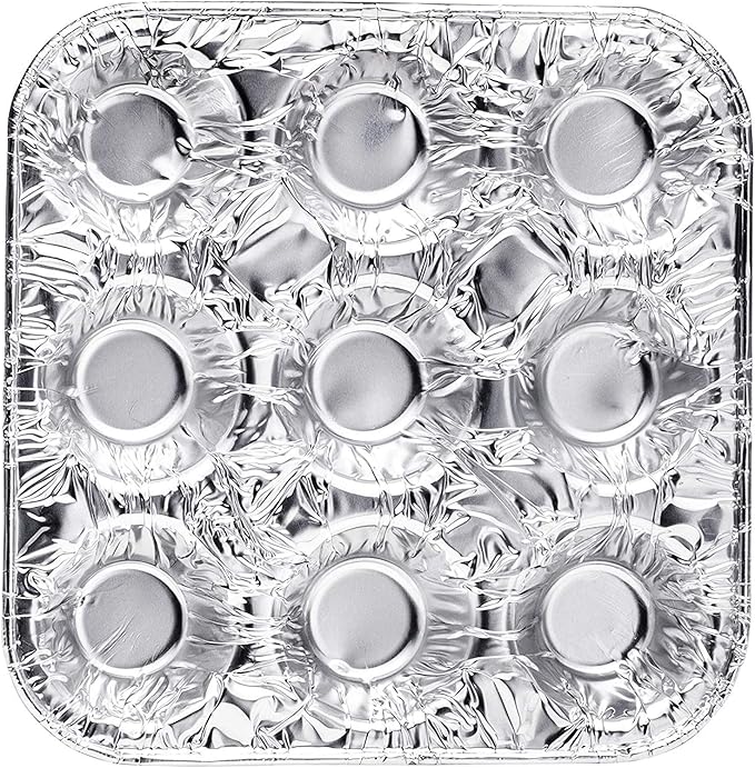 9-Cavity Mini Cupcake and Muffin Pans | Disposable Aluminium Baking Pans | Use for Baking Mini Muffin, Cupcake, Cake | For Weddings, Parties, Birthdays, Gatherings (48 Pack)