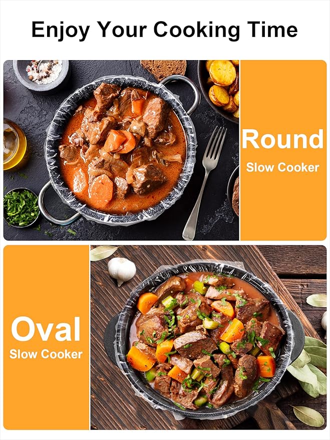 SMARTAKE Slow Cooker Liners, Large Size 13"x 21" Disposable Cooking Bags, Fit 3QT to 8QT for Slow Cooker, Cooking Trays, Suitable for Oval & Round Pots, 15 Liners