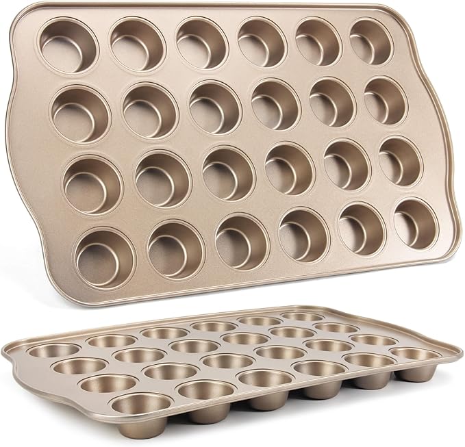 Cupcake Pan Nonstick 2 Pack (Gold, Standard 12 cup)