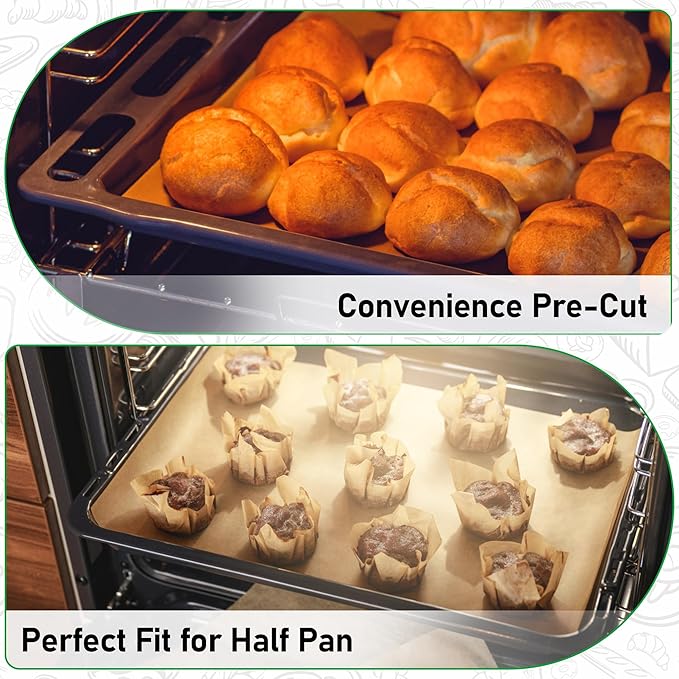 EcoDispose Non-Stick Precut Parchment Paper Baking Sheets Full Pan liner for Bake (12-3/16" x 16-3/8",White,500PCS)