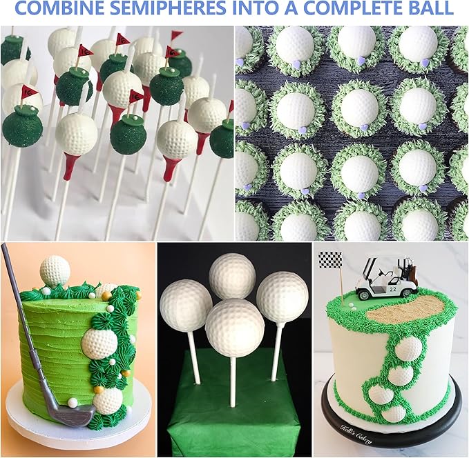 Sidosir Golf Ball Chocolate Silicone Molds for Cake Decorations,9-Cavity 3D Golf Ball for Ice, Hot Chocolate Bomb(3Pcs)