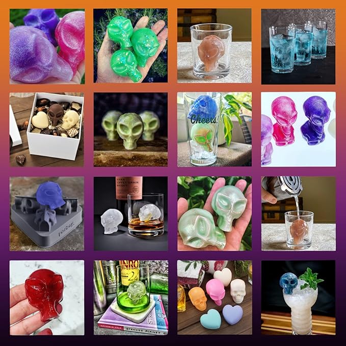 SHAPED 3D Ancient Alien Ice Mold Trays, Flexible Silicone Alien Figure Makers for Ice Cubes, Soaps, Chocolates, DIY Figures, Cookies, Resin Models