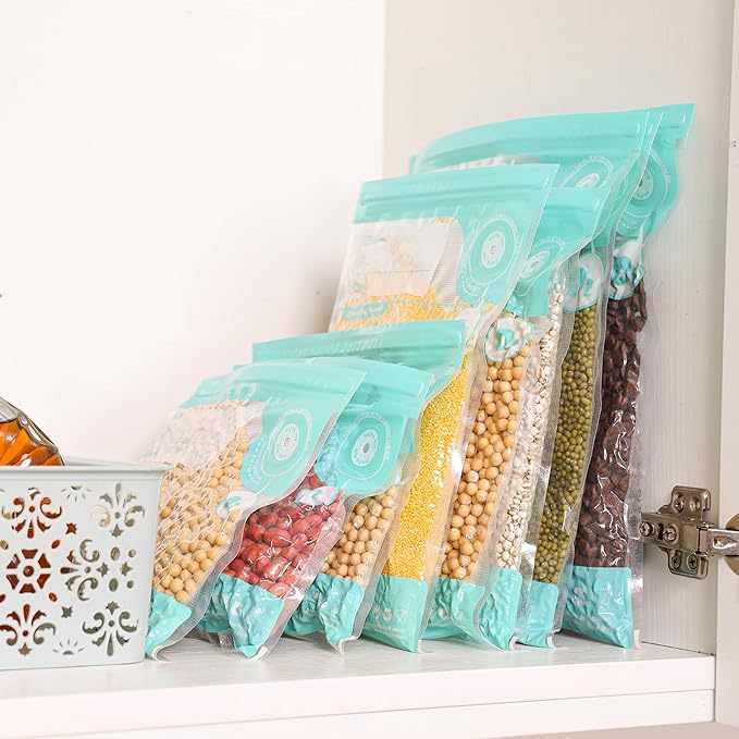 24pc BPA Free Vacuum Sealer Bags, Reusable Sous Vide & Food Storage, 20pc Vacuum Zipper Bags & 4 Seal Clips (11.8x13.4 Inch)