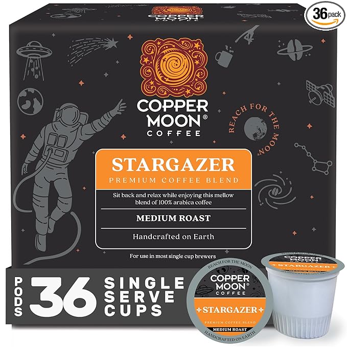 Copper Moon Single Serve Coffee Pods for Keurig K-Cup Brewers, Medium Roast, Stargazer Blend, 36 Count