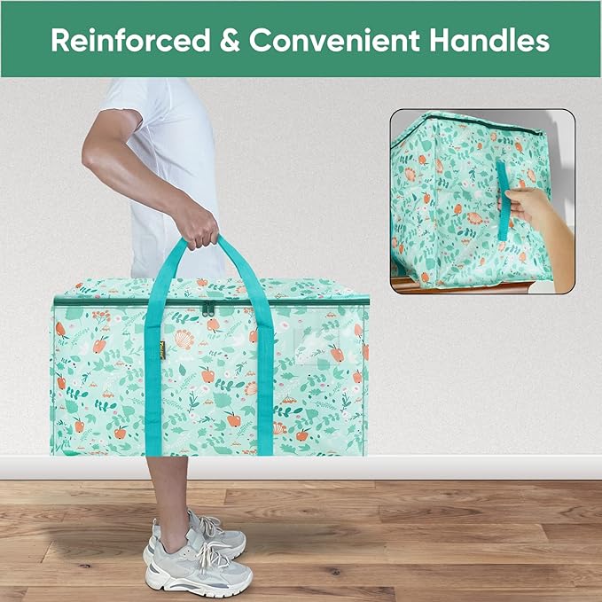 BALEINE 6-Pack Oversized Moving Bags with Reinforced Handles, Heavy-Duty Storage Tote for Clothes, Moving Supplies (Spring Stroll, 6-Pack)