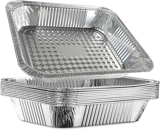Aluminum Baking Pan Half-Size, 9x13 Inches, Heavy-Duty Disposable Aluminum Foil Pan, Deep Baking Pan Suitable for Cake Baking, Cooking, Roasting, Heating, and Steaming Meal Tray (10 PACK)