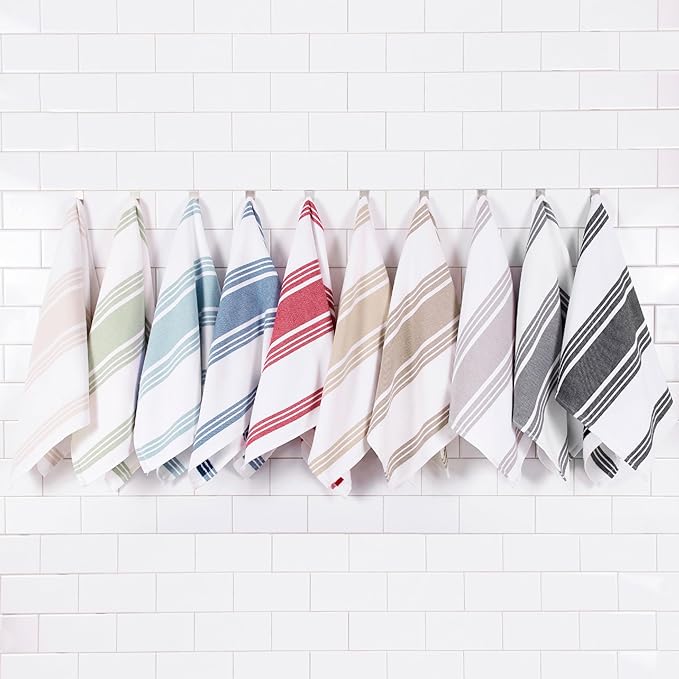 All-Clad Dual-Purpose Kitchen Towels: Highly Absorbent, Super Soft Long Lasting - 100% Cotton, 17"x30" Dish Towels for Cleaning & Drying Dishes, Pans, Glassware, or Countertops, (3-Pack), Rainfall