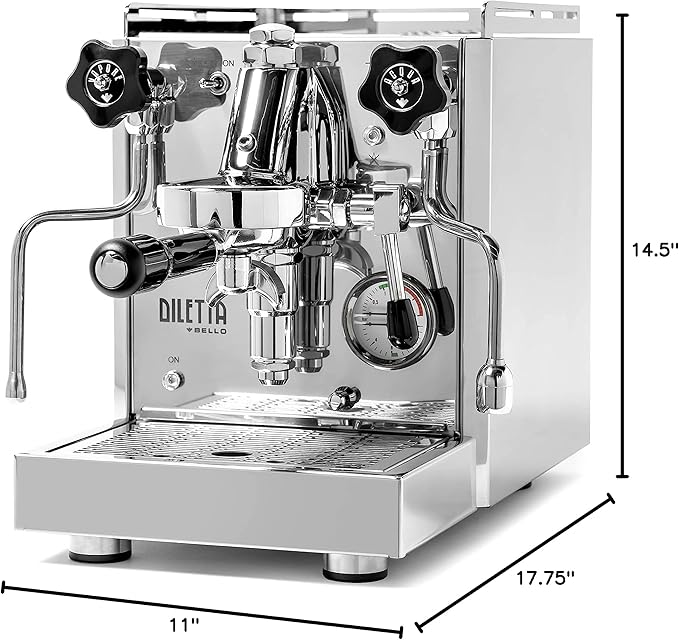 Diletta Bello Espresso Machine | Heat Exchanger | E61 | Manual Control | 3 Liter | Made In Italy | (Stainless Steel)