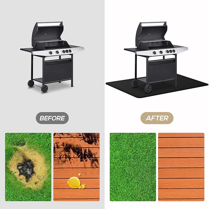 30 x 48inch Grill Mat for Outdoor Grill,Double-Sided Fireproof Grill Pad,Perfect for Outdoor Barbecue Spots,Fireproof, Waterproof, and Oilproof BBQ Protector for Decks and Patios