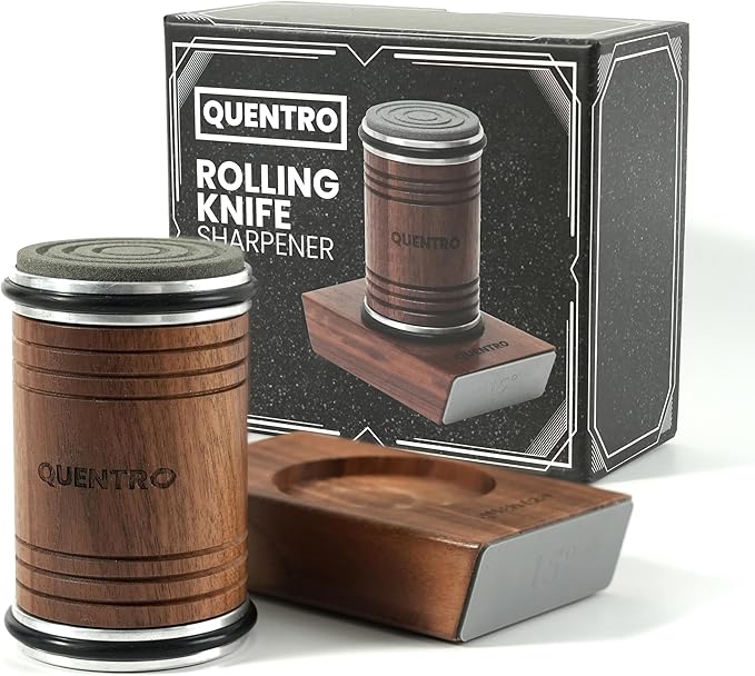 Rolling Knife Sharpener Kit – Premium Walnut Wood – 15° & 20° Multi-Angle Magnetic Sharpener with Diamond Coated & Ceramic Honing Discs – Professional Knife Sharpening Tool for Kitchen, Chef & Home