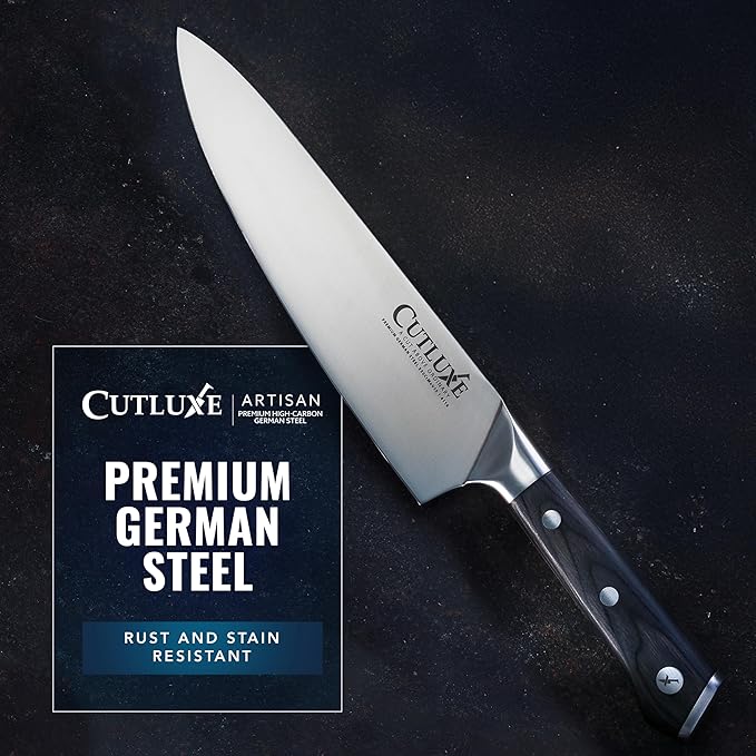 Cutluxe Chef Knife Set, 7 PCS Professional Chef's Knife Set – Razor Sharp German Steel, Full Tang, Ergonomic Handles – Artisan Series