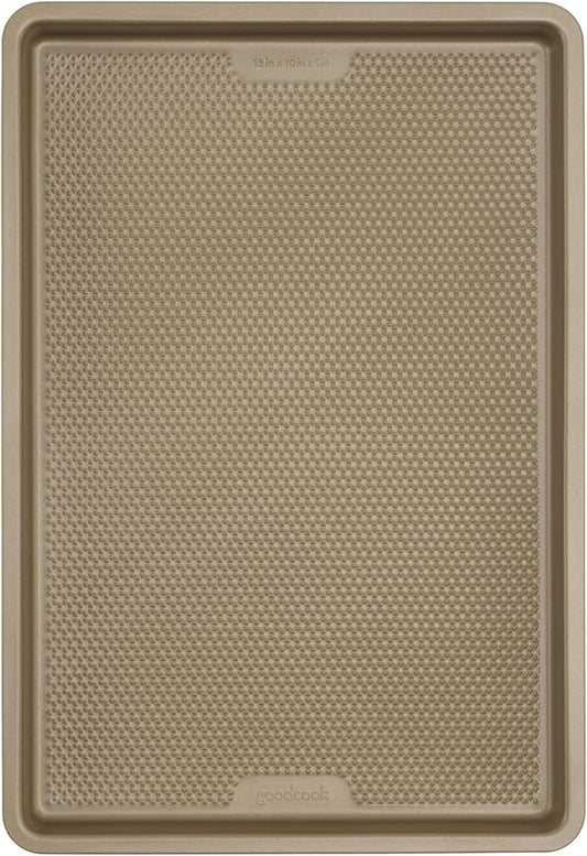 GoodCook BestBake Nonstick 10" x 15" Textured Carbon Steel Cookie Sheet, Medium Baking Tray, Scratch-Resistant Bakeware, Even Heating, Durable Bronze Nonstick Baking Sheet