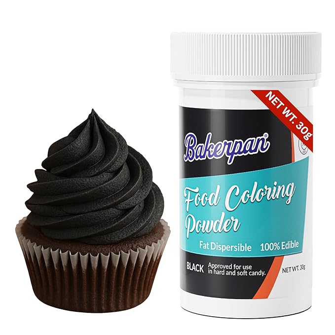 Bakerpan Black Oil-Based Food Coloring Powder - 30 g - Chocolate Food Coloring, Dye-Free Coloring for Candy, Icing, Cakes