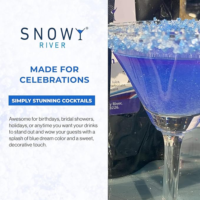 Snowy River Blue Dream, Cocktail & Margarita Sugar Rimmer - Vibrant Naturally Colored Sugar for Cocktail Rimming, Baking & Decorating, Medium Crystal - 16oz