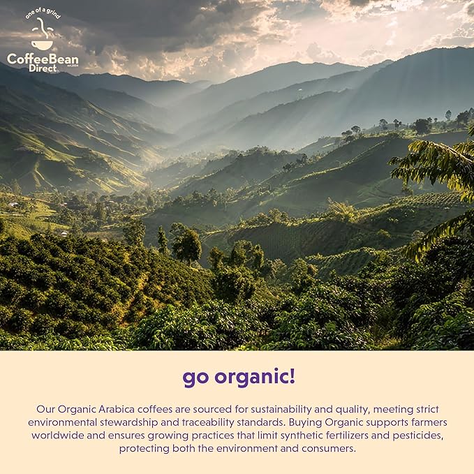 Coffee Bean Direct Organic Fair Trade Dark Ethiopian Yirgacheffe, Whole Bean Coffee, Arabica Coffee, Dark Roast, 5 Pound Bag (Pack of 1)