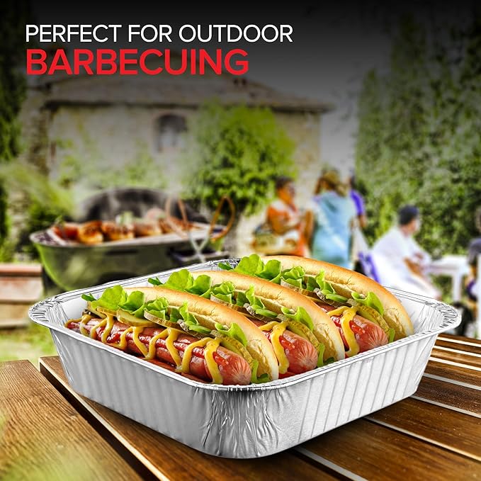 8x8 Foil Pans (10 Pack) 8 Inch Square Aluminum Pans - Foil Pans - Disposable Food Containers Great for Baking Cake, Cooking, Heating, Storing, Prepping Food