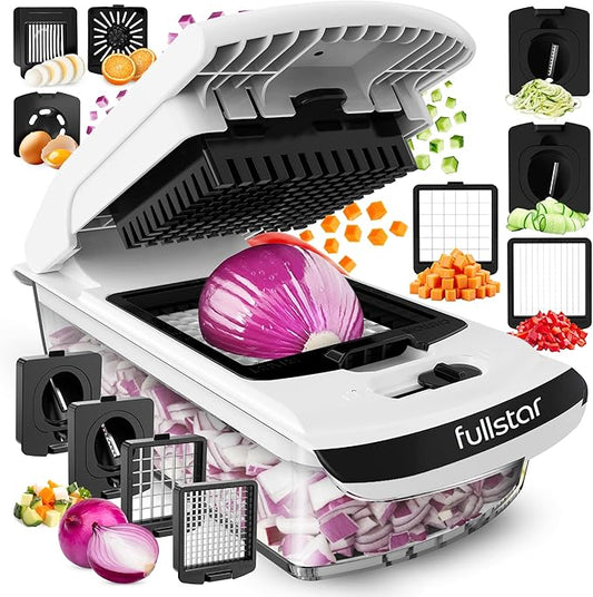 Fullstar The Original Pro Chopper - Vegetable Chopper and Spiralizer, Food Chopper with Container, Fruit Slicer, Kitchen Gadgets & Accessories, Home Essentials (8 in 1, White)