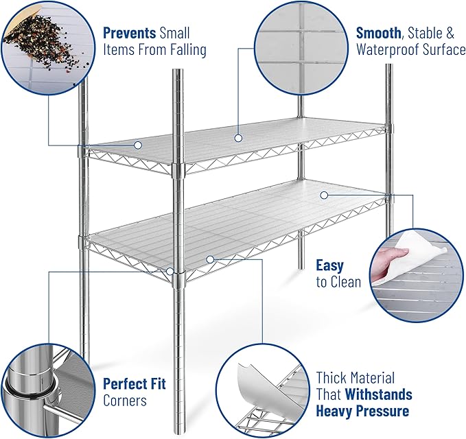 Sterling Shelf Liners for Wire Shelf System: Set of 5 in Graphite: 13.4 x 23.2 inch: Plastic Wire Shelving Mats