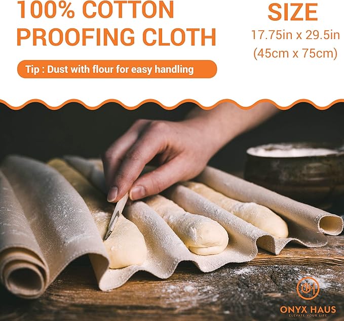 French Bread Kit - Baguette Pan for Baking, Silicone Baking Mat, Dough Cutter and Scraper, Bread Lame Cutter, & Bakers Couche Proofing Cloth - Nonstick Bread Pans for Homemade Bread Gift Set