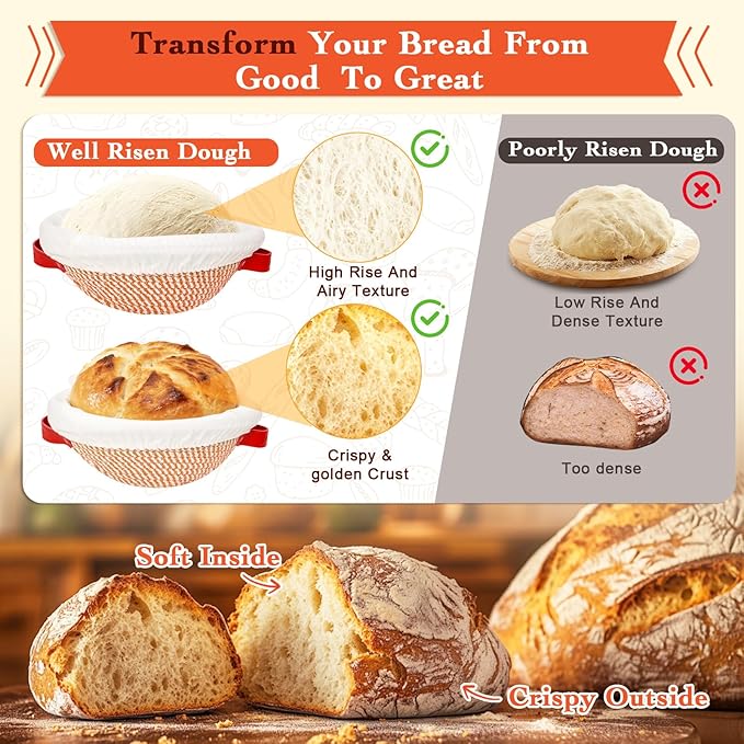 Sourdough Starter Kit, Sourdough Bread Baking Supplies, Sourdough Kit Home and Kitchen, Sourdough Bread Basket, Sourdough Starter Jar,Sour Dough Kit Tools,Bread Proofing Basket, Sourdough Jar