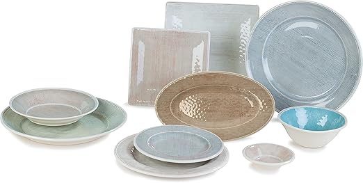 Carlisle FoodService Products Grove Reusable Plastic Plate Square Plate with Rim for Home and Restaurant, Melamine, 8.5 Inches, Smoke