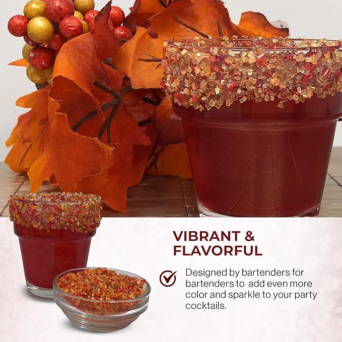 Snowy River Thanksgiving, Cocktail & Margarita Sugar Rimmer - Vibrant Naturally Colored Sugar for Cocktail Rimming, Baking & Decorating, Medium Crystal - 80oz