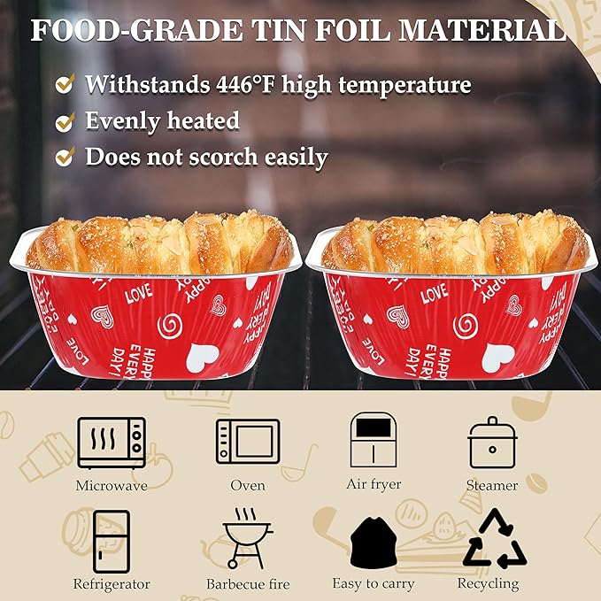 30PCS 7.8OZ Foil Baking Cups with Lids - Mini Cake Tins & Pans for Holiday Gifts, Happy Hour