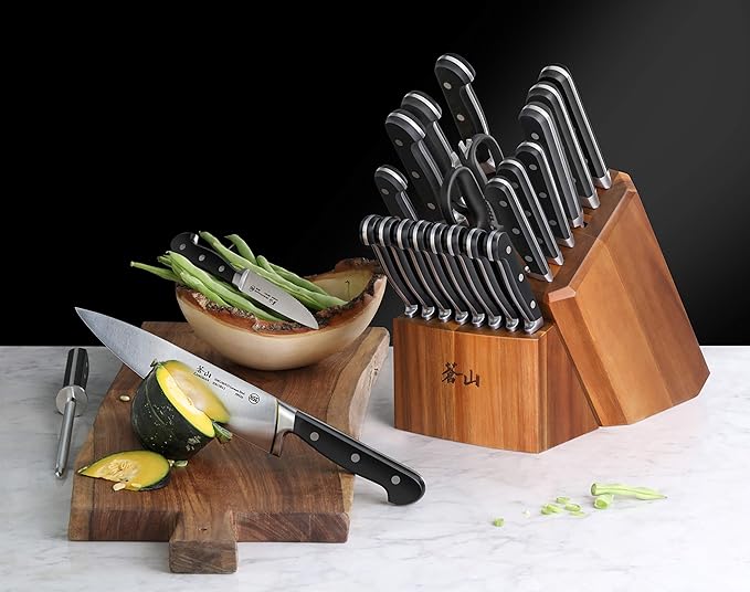 Cangshan V2 Series 1024128 German Steel Forged 23-Piece Knife Block Set, Acacia