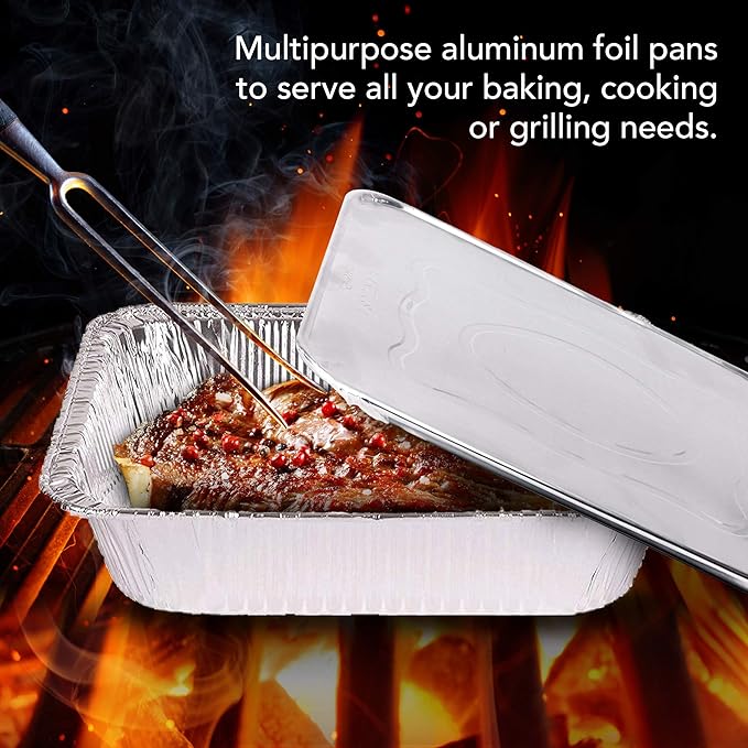Foil Pans with Lids - 9x13 Aluminum Pans with Covers - 150 Foil Pans and 150 Foil Lids - Disposable Food Containers Great for Baking, Cooking, Heating, Storing, Prepping Food