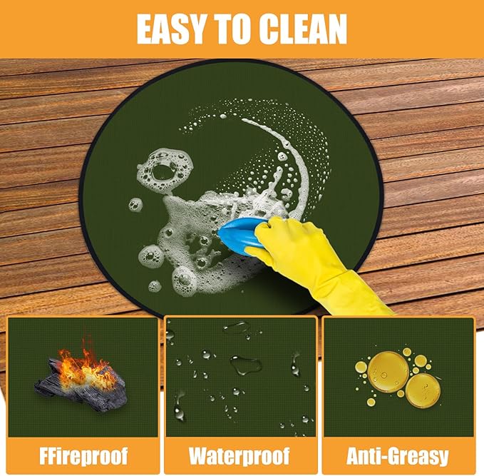 Round Fire Pit Mat Compatible with Solo Stove Mesa Accessories, Fire Proof Mat Compatible with Solo Stove Mesa Table Mat Under Fire Pit,Small Under Grill Mats for Outdoor Grill Table Top Protection