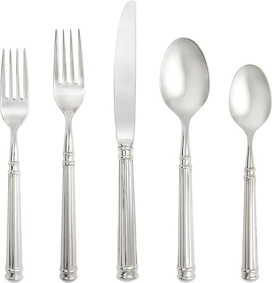 Fortessa Nyssa 18/10 Stainless Steel Hollow Handle Flatware 5 Piece Place Setting, Service for 1