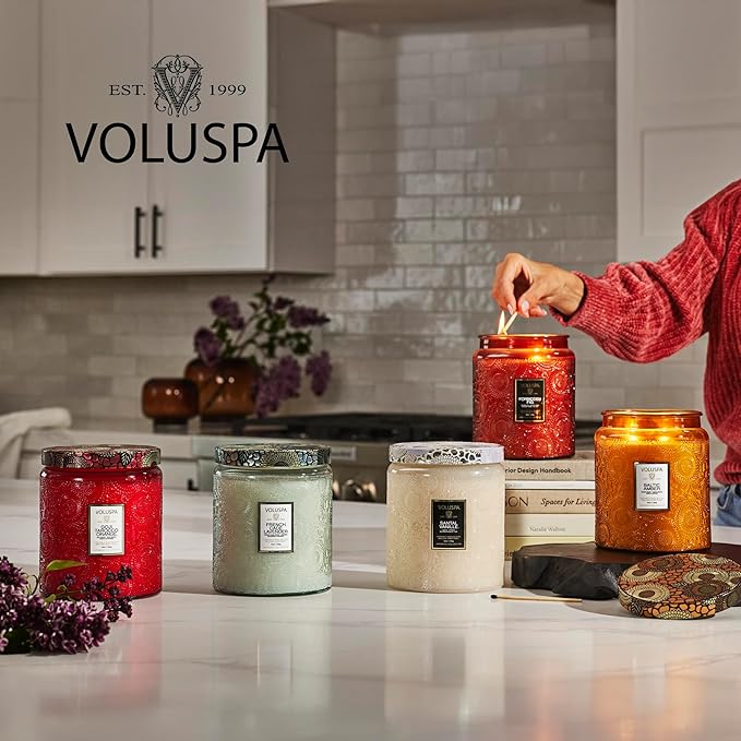 Voluspa Panjore Lychee, Large Candle Jar, 18 oz, 100 Hour Burn Time, Coconut Wax for Clean Burning, Handcrafted in the USA