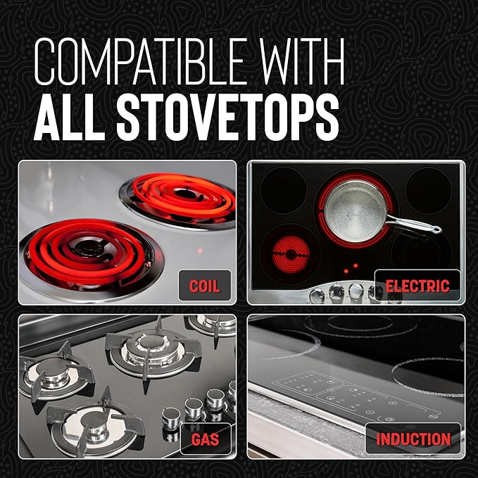 Hell's Kitchen Hybrid 11" Frying Pan, Tri-Clad Stainless Steel and Nonstick Ceramic PFAS Free, no PFOA, no PTFE, no Teflon, Non Toxic Cookware, Metal Utensil Safe, All Cooktops, Oven Safe