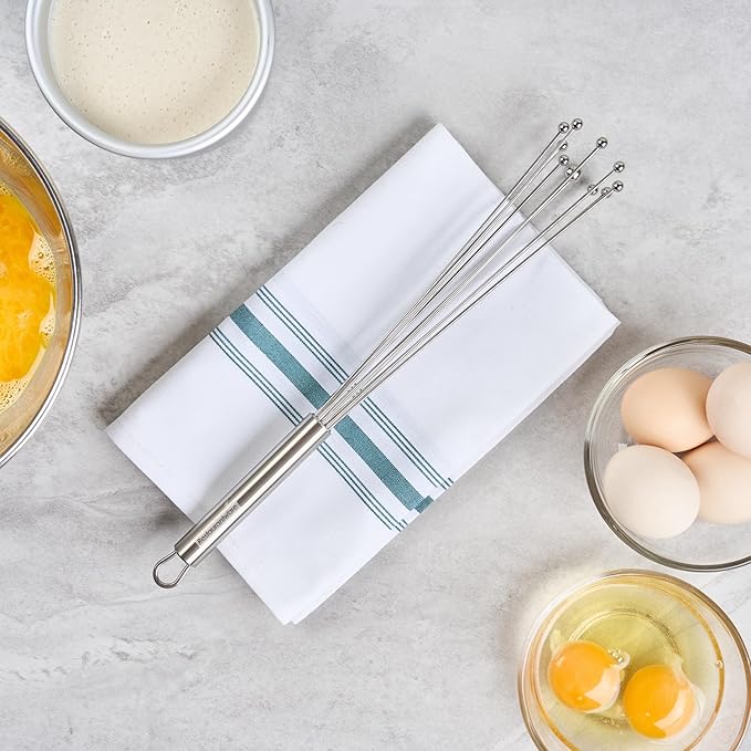 Restaurantware-German Standard 12.6 Inch Ball Whisks, 24 Dishwashable Kitchen Whisks - Ergonomic Handle, Durable, Stainless Steel Manual Egg Beater, Suitable For Whisking, Stirring, Mixing, Beating