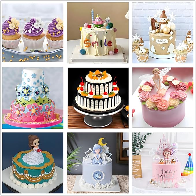 237 Pcs Cake Decorating Kit with Aluminium Alloy Rotating Cake Turntable,Cake Leveler,24 Numbered Icing Tips,2 Coupler,2 Spatulas,3 Comb Scrapers,100 Disposable Pastry Bags