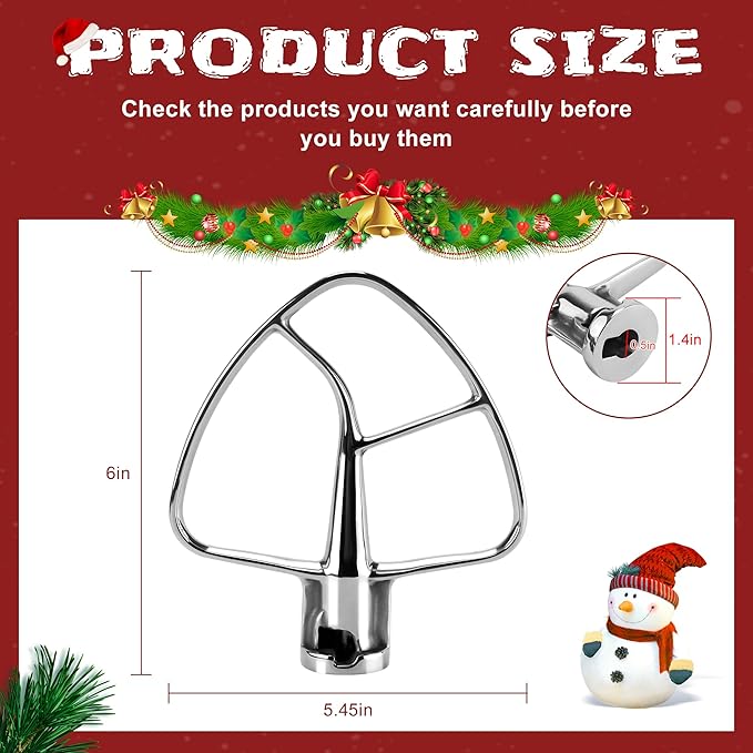 Flat Beater K45B Stainless Steel Attachment -Stainless Steel K45B Kitchen Mixer Paddle Attachment Perfectly Fit for 4.5 QT Tilt-Head Stand Mixer Beater K45SS by MIFLUS