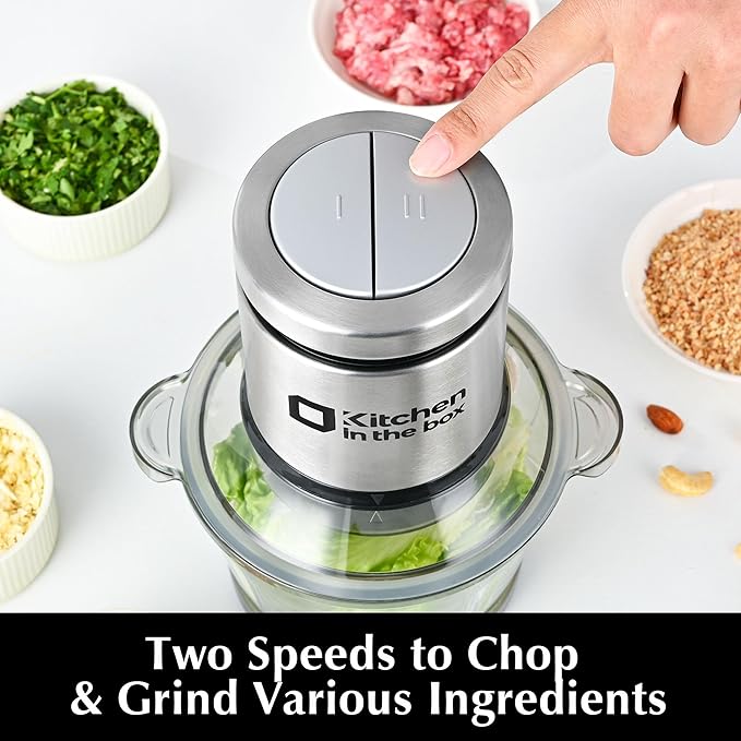Kitchen in the box Mini Food Processor, Electric Meat Grinder & Food Chopper with 400W Powerful Veggie Chopper-One 3 Cup Bowl & S Blades for Meat/Fish/Vegetable/Baby Food