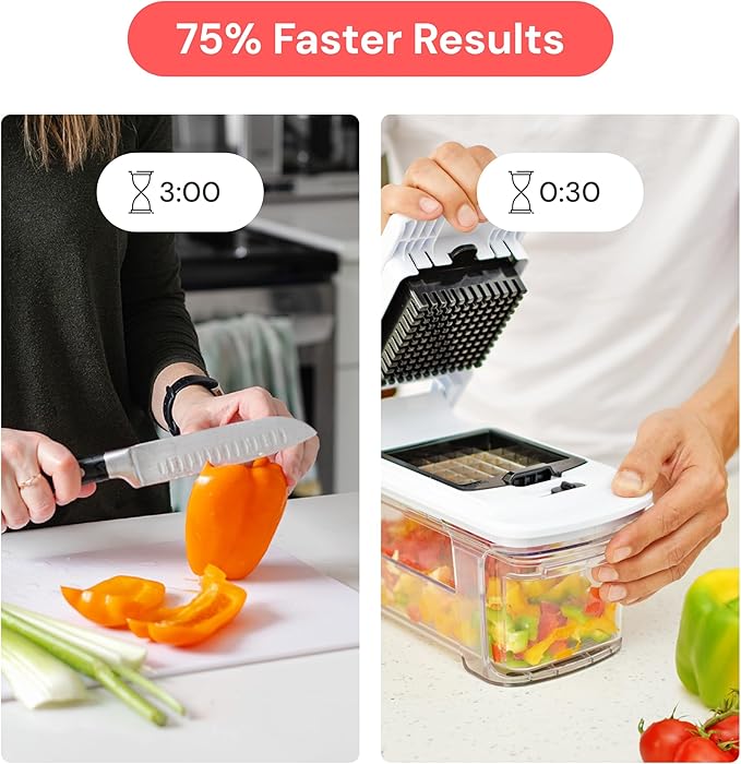 Fullstar All-in-1 Vegetable Chopper and Mandoline Slicer for Kitchen - Cheese Grater, French Fry Cutter, Cheese Slicer - Bonus Handheld Spiralizer Included (6 in 1, Stainless Steel)