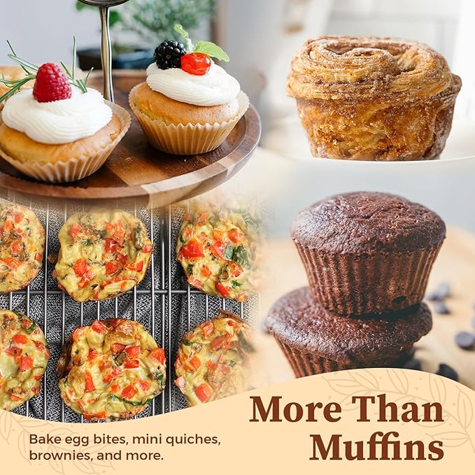 CARTMAN 1 Muffin Pan with 200 Cupcake Liners, Nonstick 12-Cup Muffin Tin, Carbon Steel Cupcake Pan for Baking Muffins, Egg Bites, Brownies & More