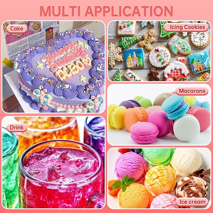 Gel Food Coloring Set - 8 Colors Concentrated Vibrant Edible Food Grade Dye for Baking, Cake, Cookie Decorating, Fondant, Icing, Frosting, Macaron, DIY Crafts - 5.41 fl.oz (20ml/Bottle)