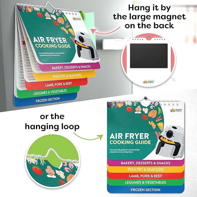 Air Fryer Cheat Sheet Magnets Cooking Guide Booklet - Air Fryer Cookbooks - Air Fryer Liners - Air Fryers Kitchen Gifts Gadgets 2025 and 2026 - Air Fryer Accessories - Air Fryer Cooking Guide