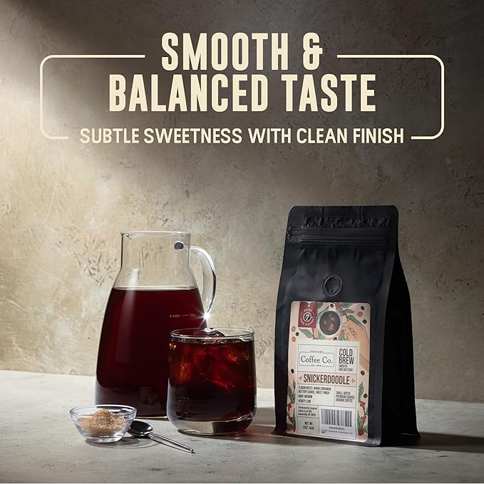 Inspired Coffee Co Snickerdoodle Flavored Cold Brew Coarse Ground Coffee Beans - Medium Roast - Low Acid Coffee Smoother Taste - 100% Arabica - 12 oz. Resealable Bag