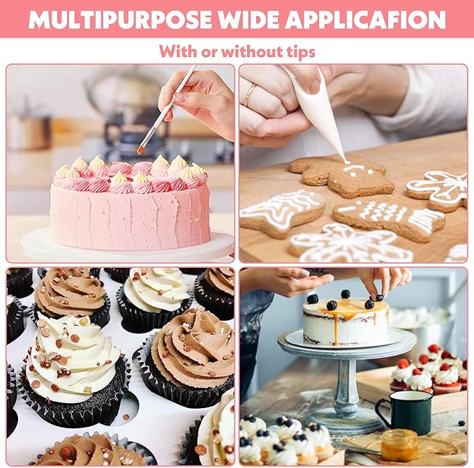 6 Pcs 24 Inch Pastry Bag Cotton with Plastic Coating Reusable Pastry Piping Bags Canvas Cake Decorating Bags Pastry Icing Bag Decorating Bags for Frosting Decorating Cupcakes Cakes Cookies