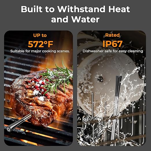 BlueSwan Wireless Meat Thermometer Digital, Food Thermometer Bluetooth 820 ft Range with APP for Grill, Smoker, Oven, Magnetic Design for BBQ, Cooking, Stocking Stuffers Christmas Gifts for Men