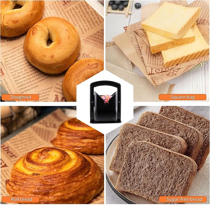 Bagel Slicer, Perfect for Bagels, Safe Grip, Safety Shield, Bagel Cutter Stainless Steel, Universal Slicer (Black)